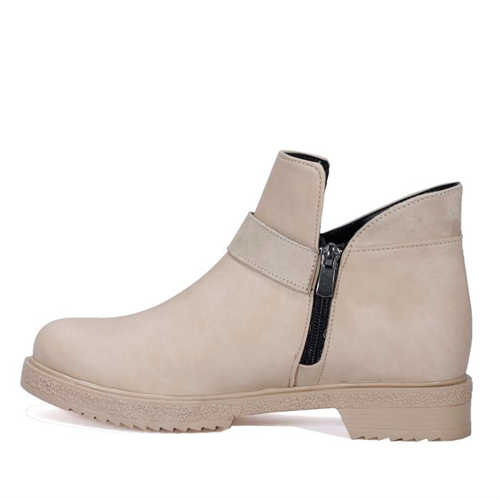 Bej Kısa Topuk Kadın Bot