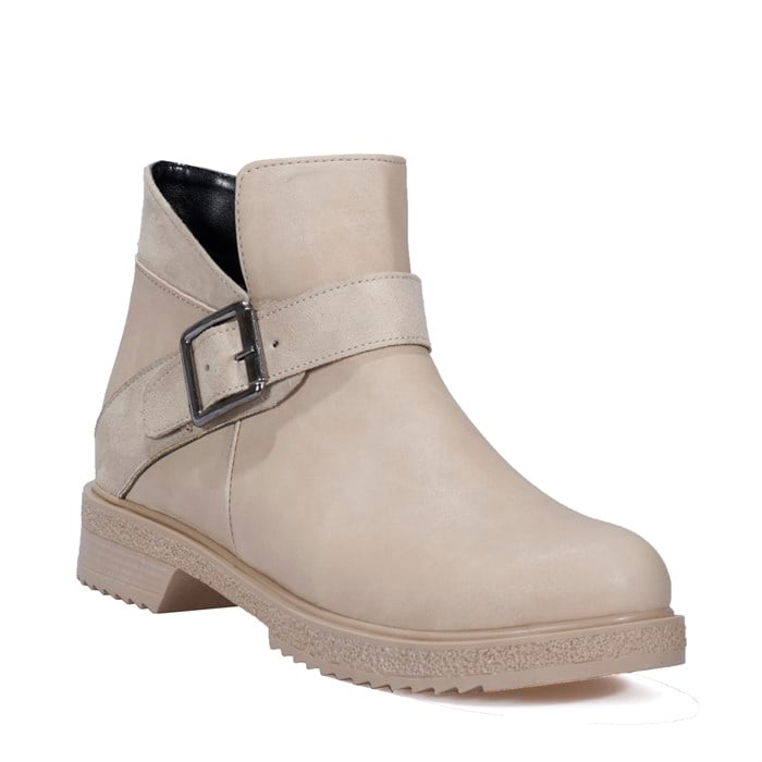 Bej Kısa Topuk Kadın Bot