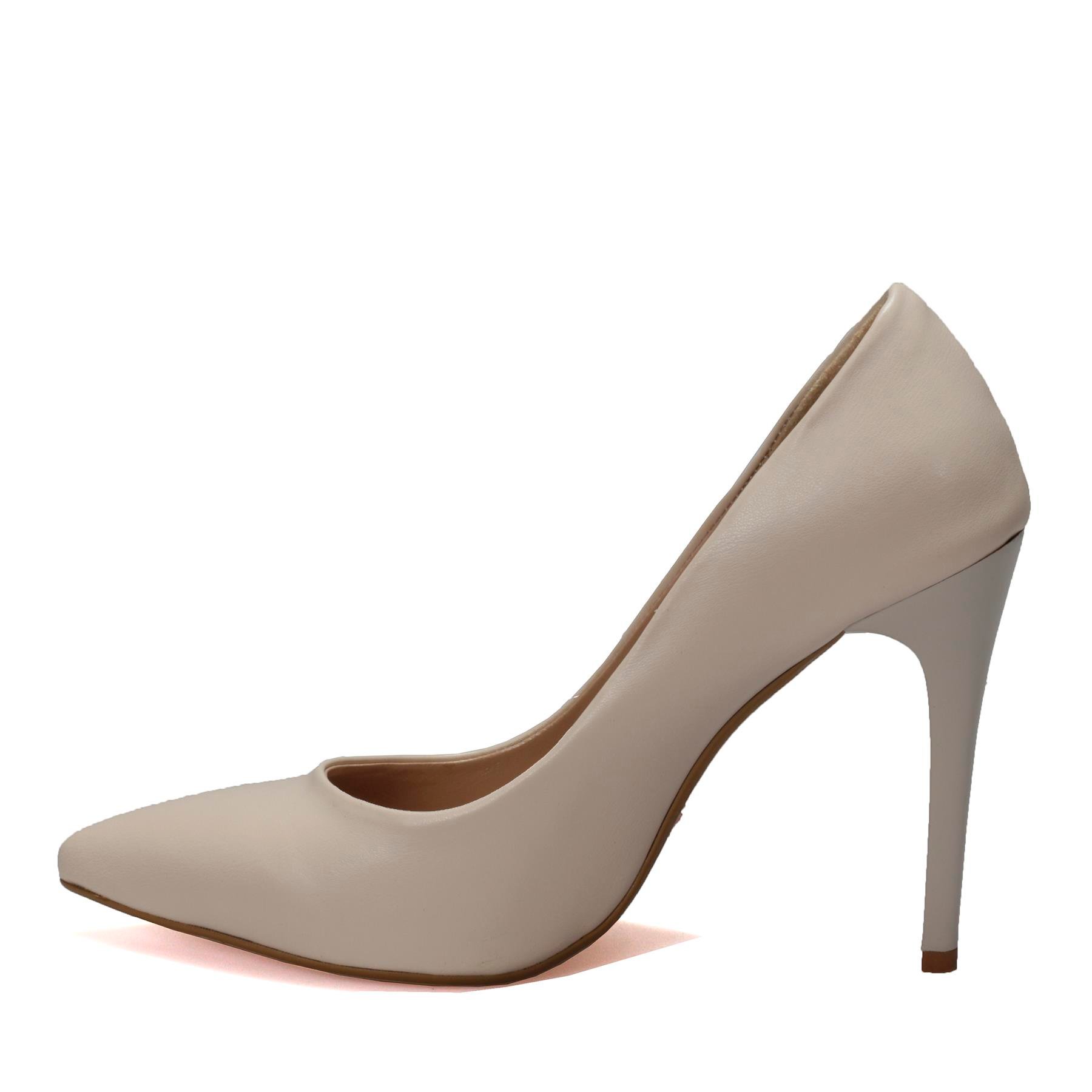 Bej Topuklu Stiletto Ayakkabı