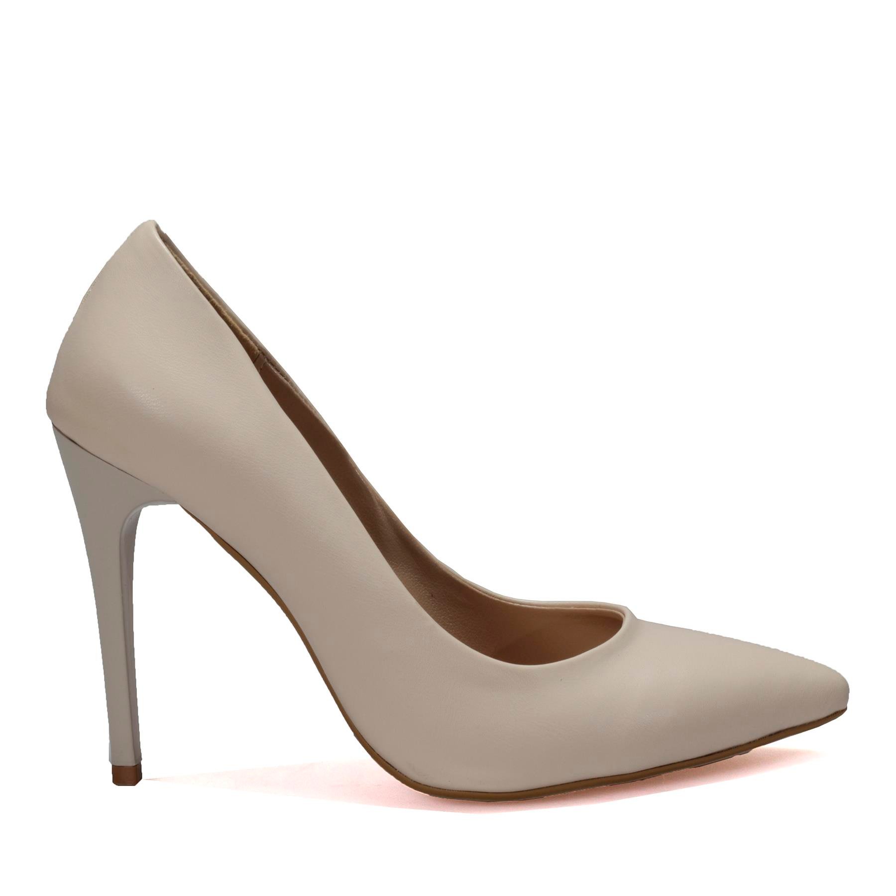 Bej Topuklu Stiletto Ayakkabı