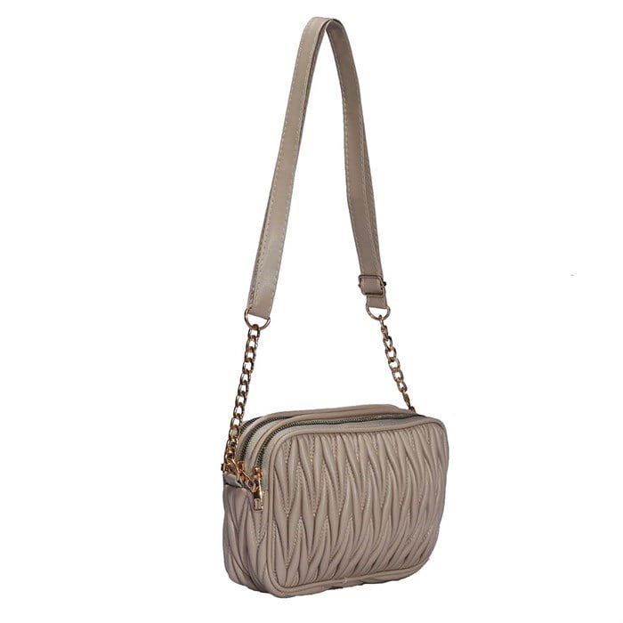 Bej Üç Gözlü Çapraz Kadın Çanta