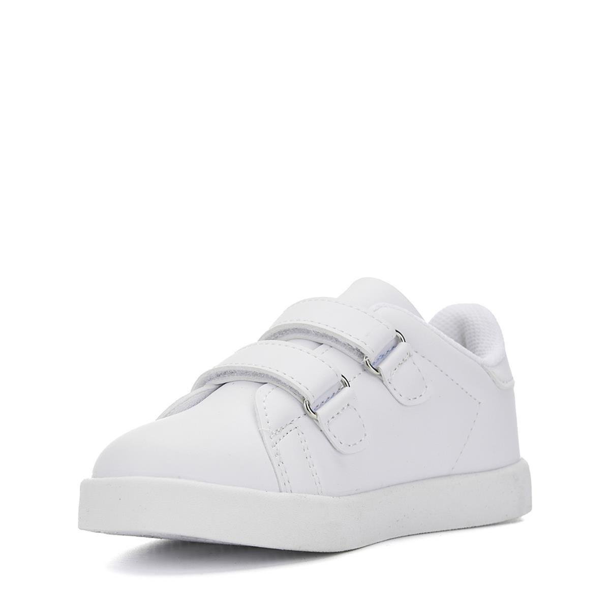 Beyaz Cırtlı Ortopedik Çocuk Işıklı Sneaker