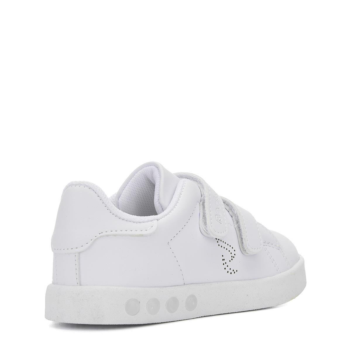 Beyaz Cırtlı Ortopedik Çocuk Işıklı Sneaker