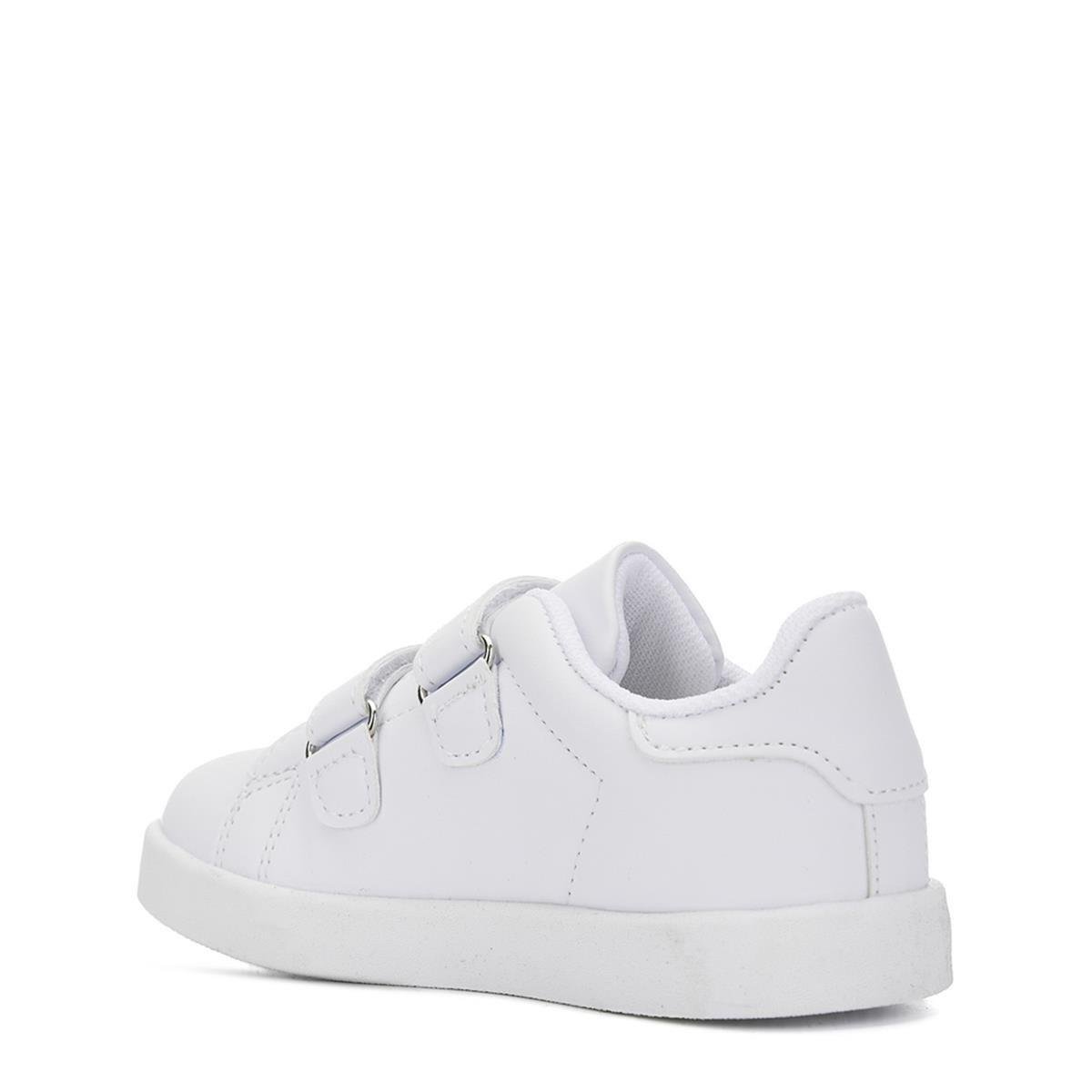 Beyaz Cırtlı Ortopedik Çocuk Işıklı Sneaker