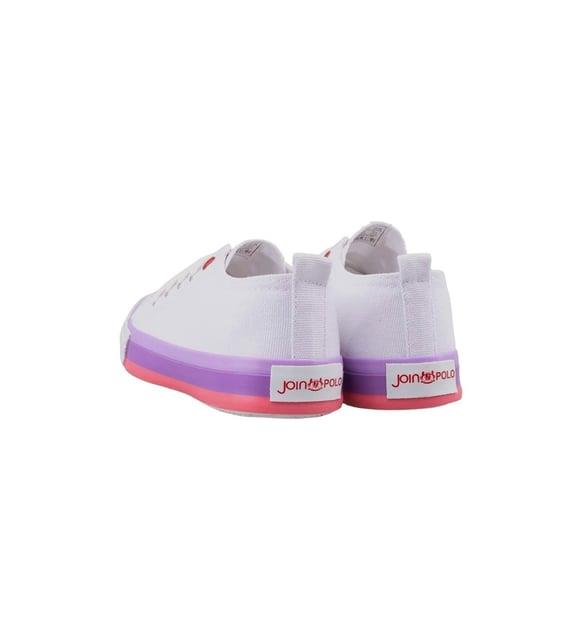 Beyaz Keten Çocuk Kanvas Ayakkabı