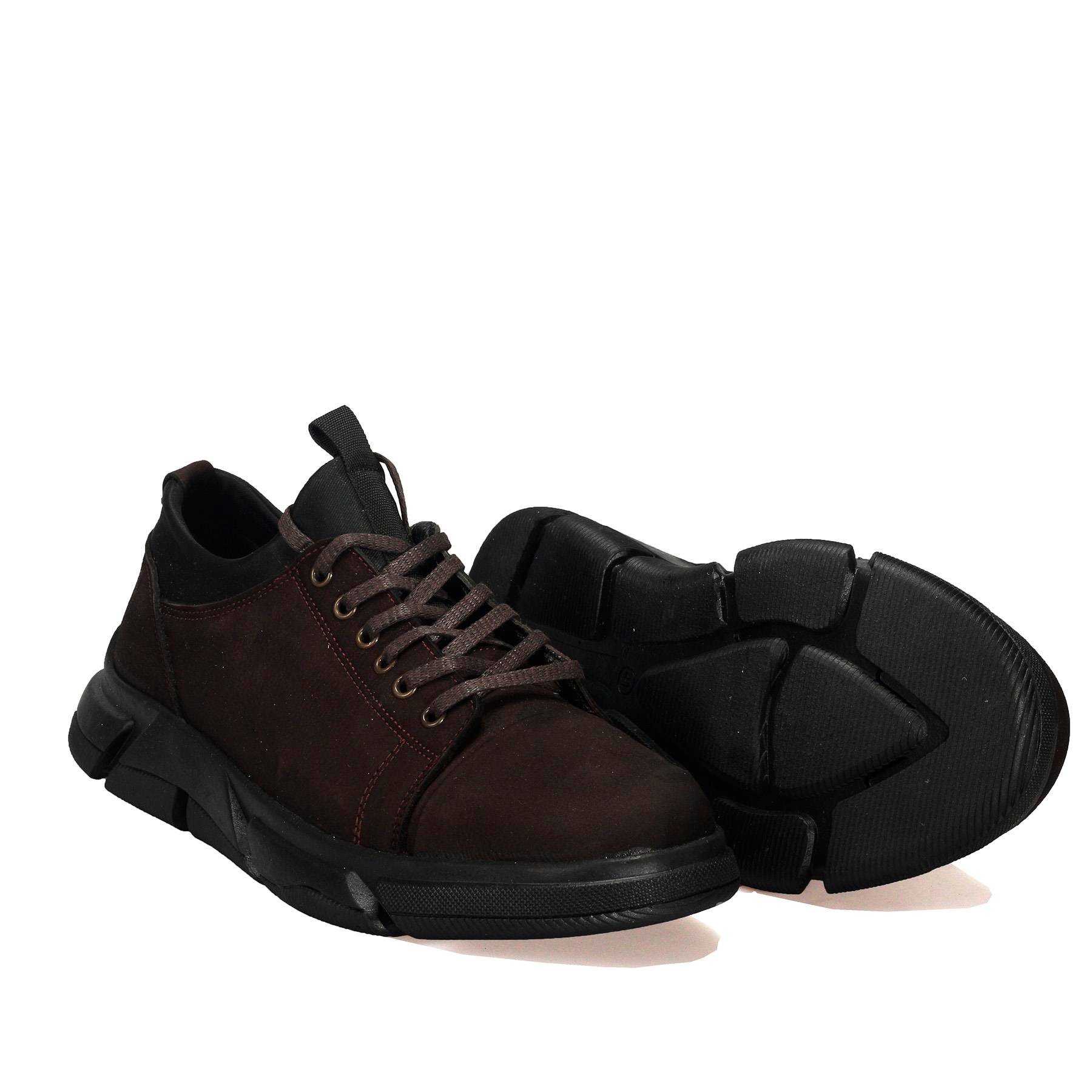 Bordolli Kahverengi Nubuk Bağcıklı Deri Erkek Ayakkabı