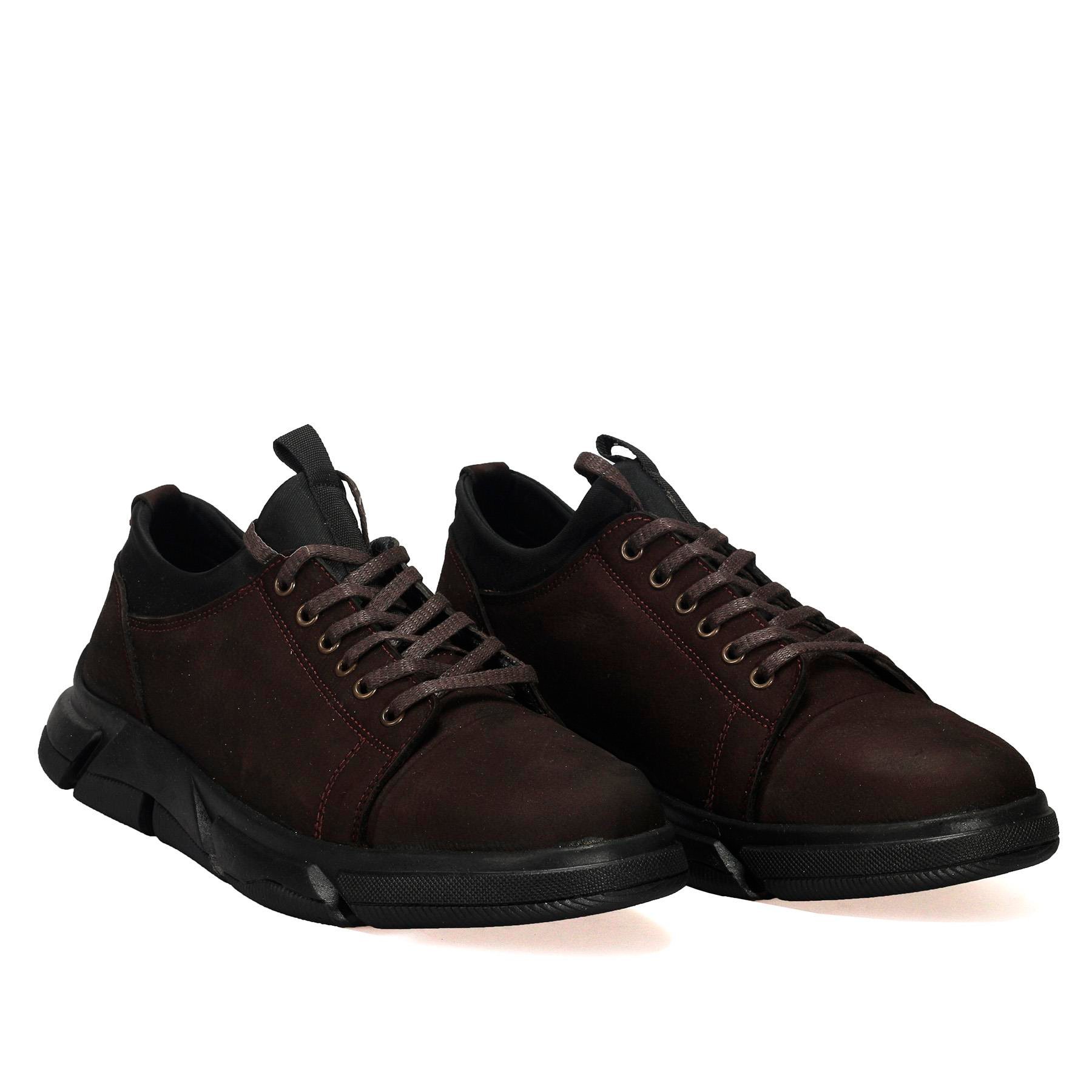 Bordolli Kahverengi Nubuk Bağcıklı Deri Erkek Ayakkabı