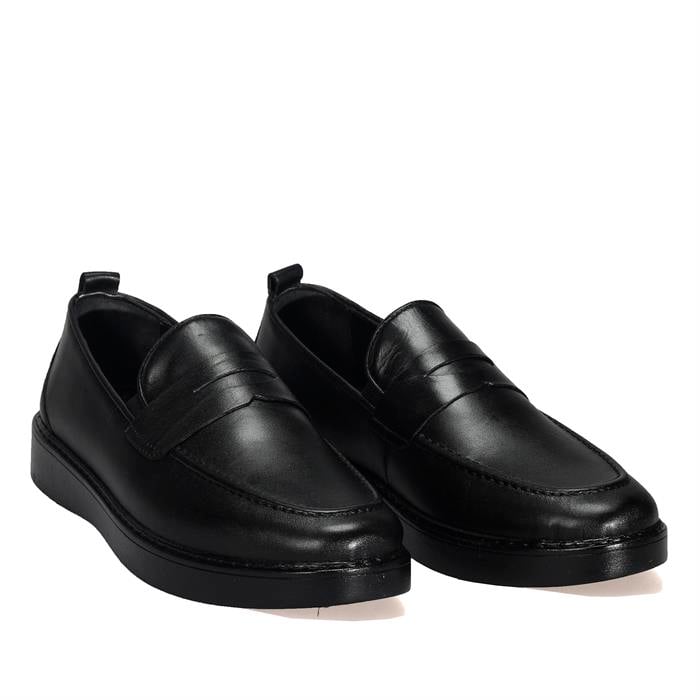 Bordolli Siyah Cilt Casual Erkek Ayakkabı