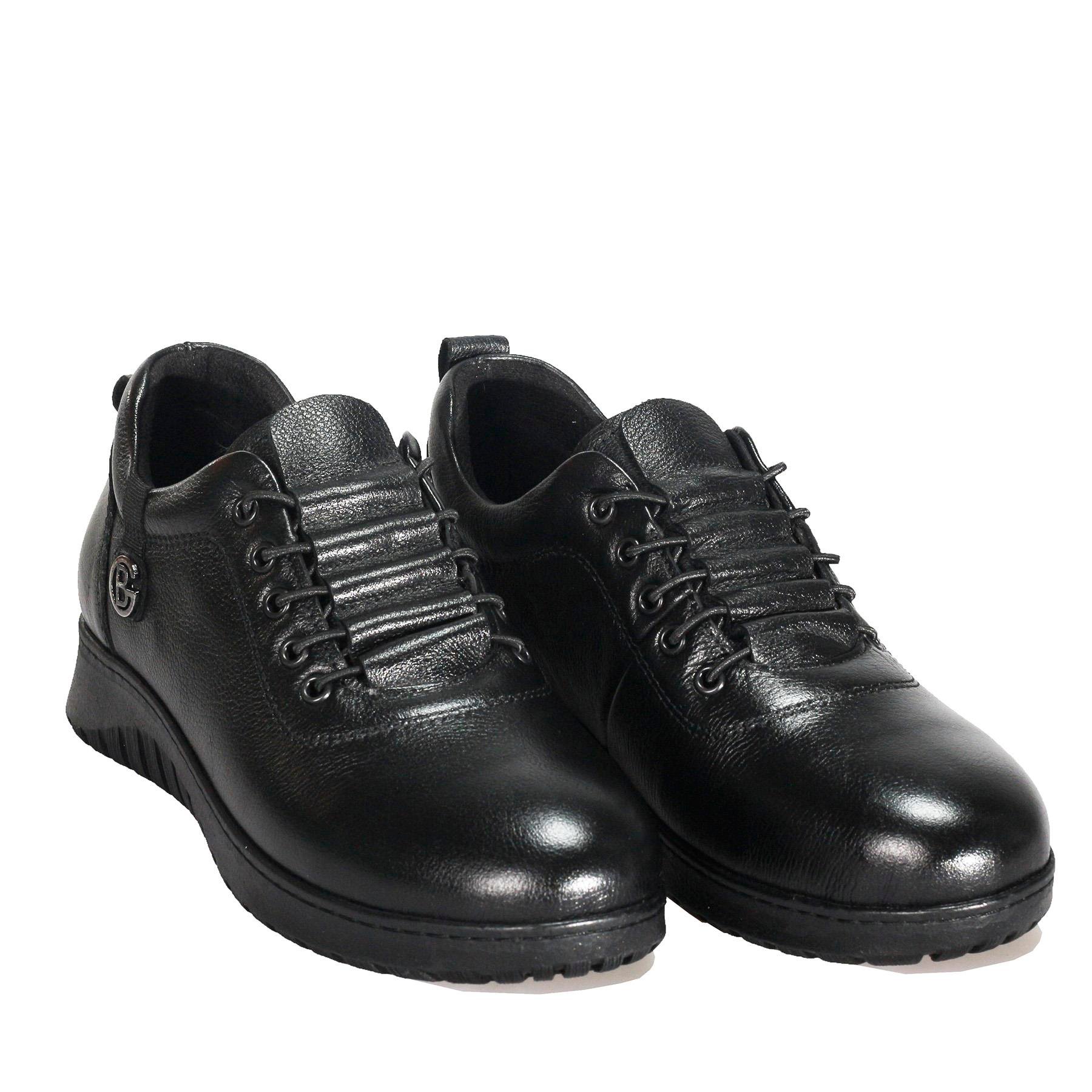 Bordolli Siyah Cilt Lastikli Deri Comford Kadın Ayakkabı