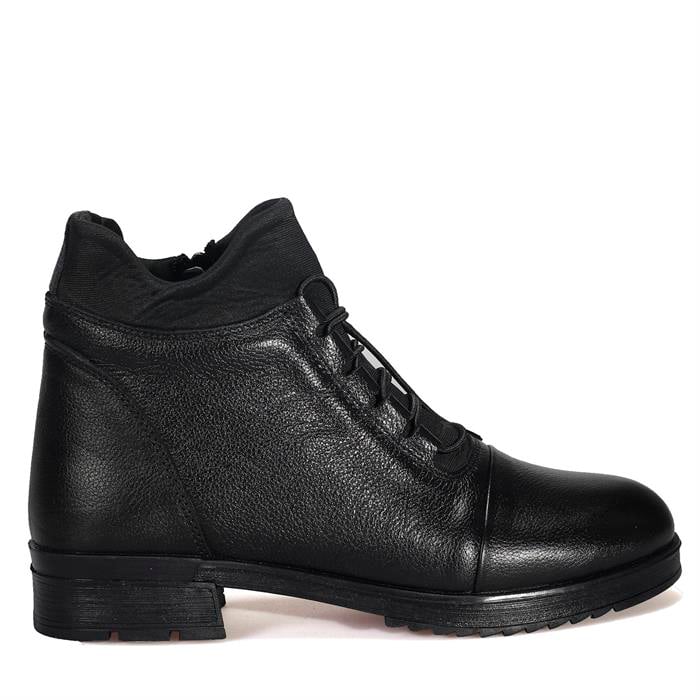 Bordolli Siyah Dalgıç Kumaş Kadın Deri Bot