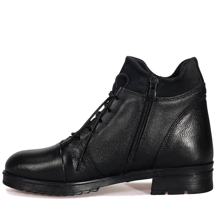 Bordolli Siyah Dalgıç Kumaş Kadın Deri Bot