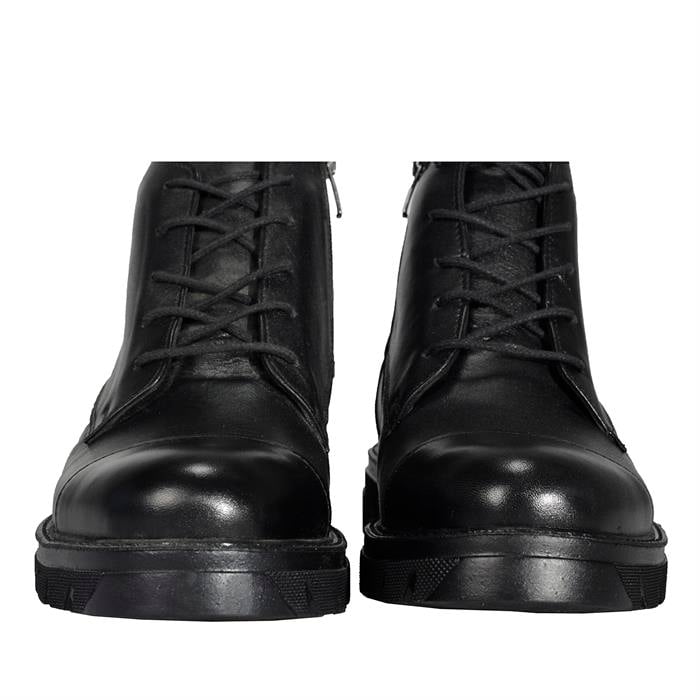 Bordolli Siyah Erkek Fermuarlı Deri Bot