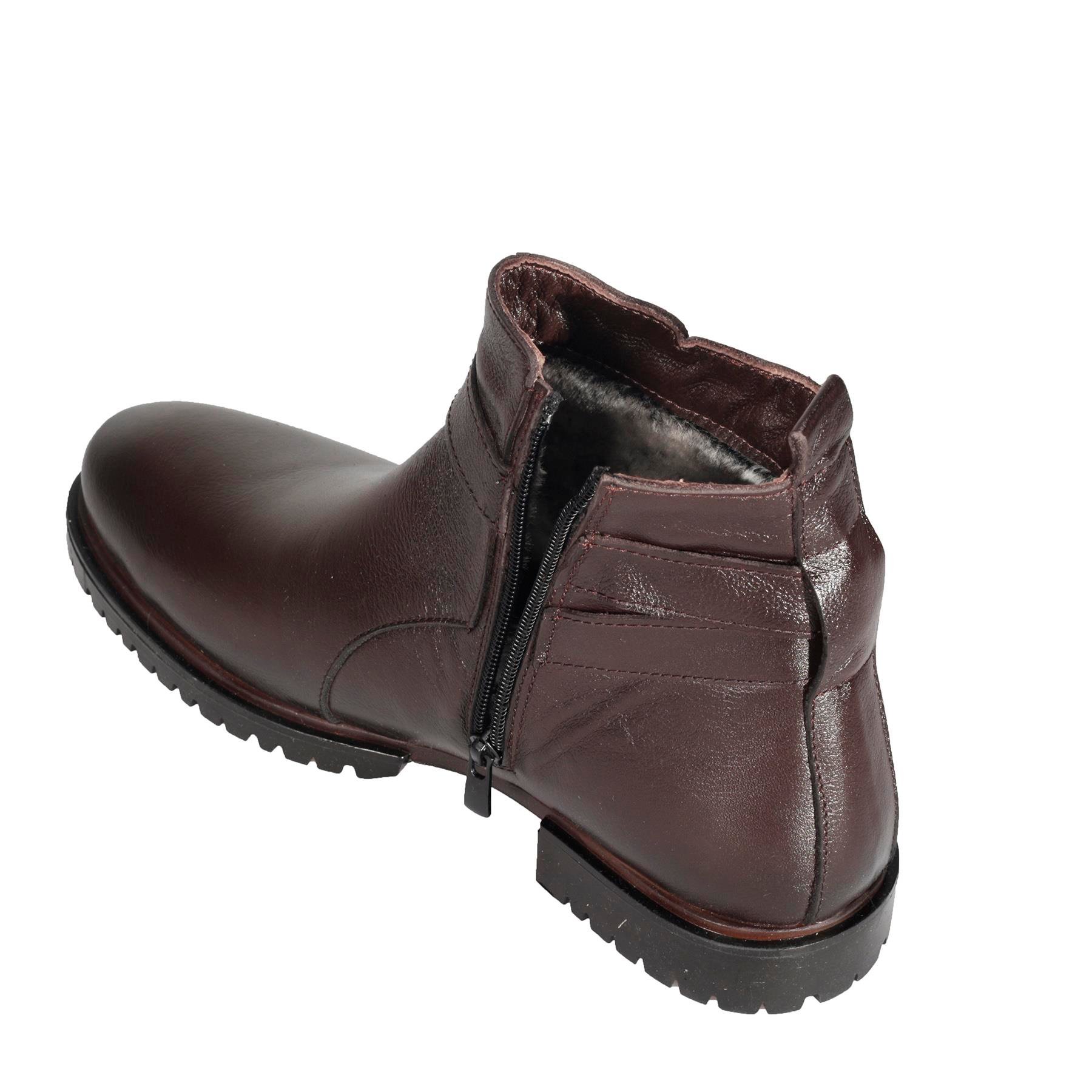 Bordolli Toka Detaylı Kahverengi Erkek Deri Bot