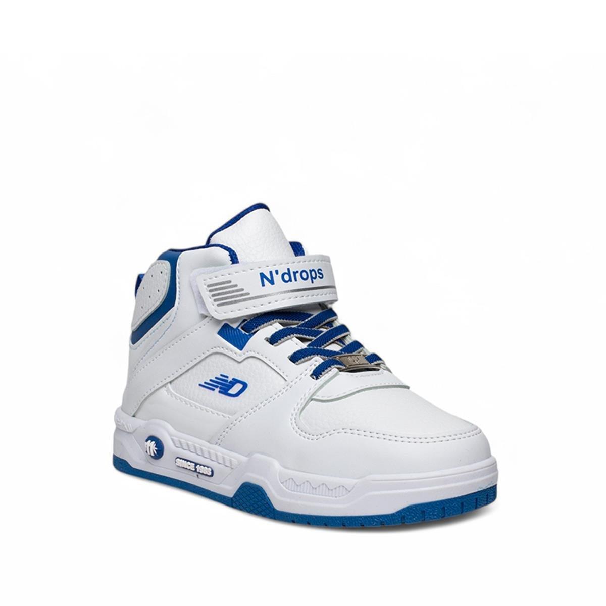 Erkek Çocuk Beyaz Mavi Bilekten Spor Ayakkabı