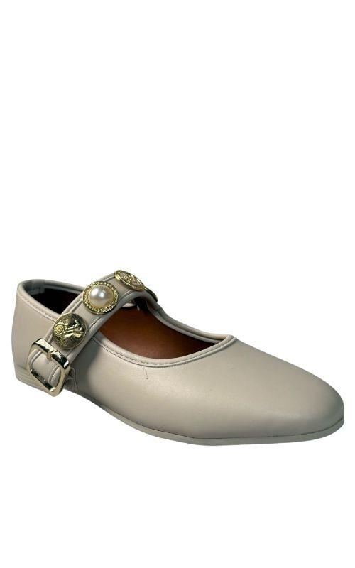 İncili Bej Cilt Rahat Taban Kadın Babet