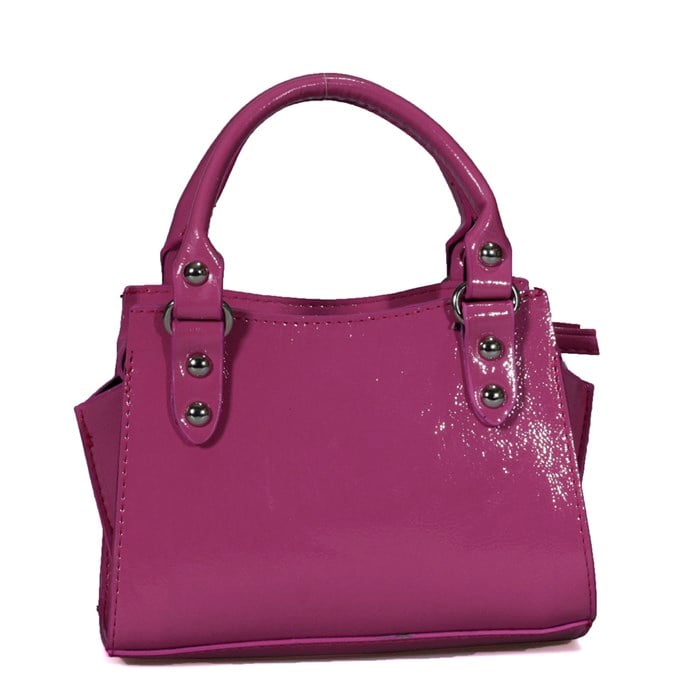 Mini Fuşya Rugan Çapraz Askılı Kadın Çanta