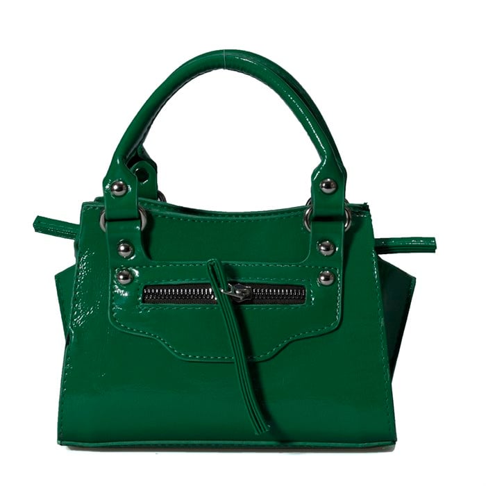 Mini Yeşil Rugan Çapraz Askılı Kadın Çanta