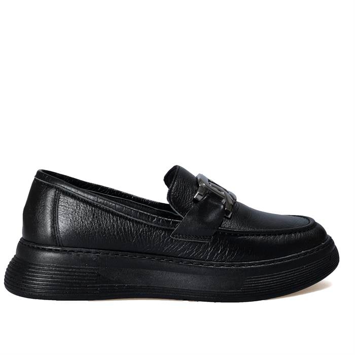 Missmamma Hakiki Deri Siyah Loafer Ayakkabı