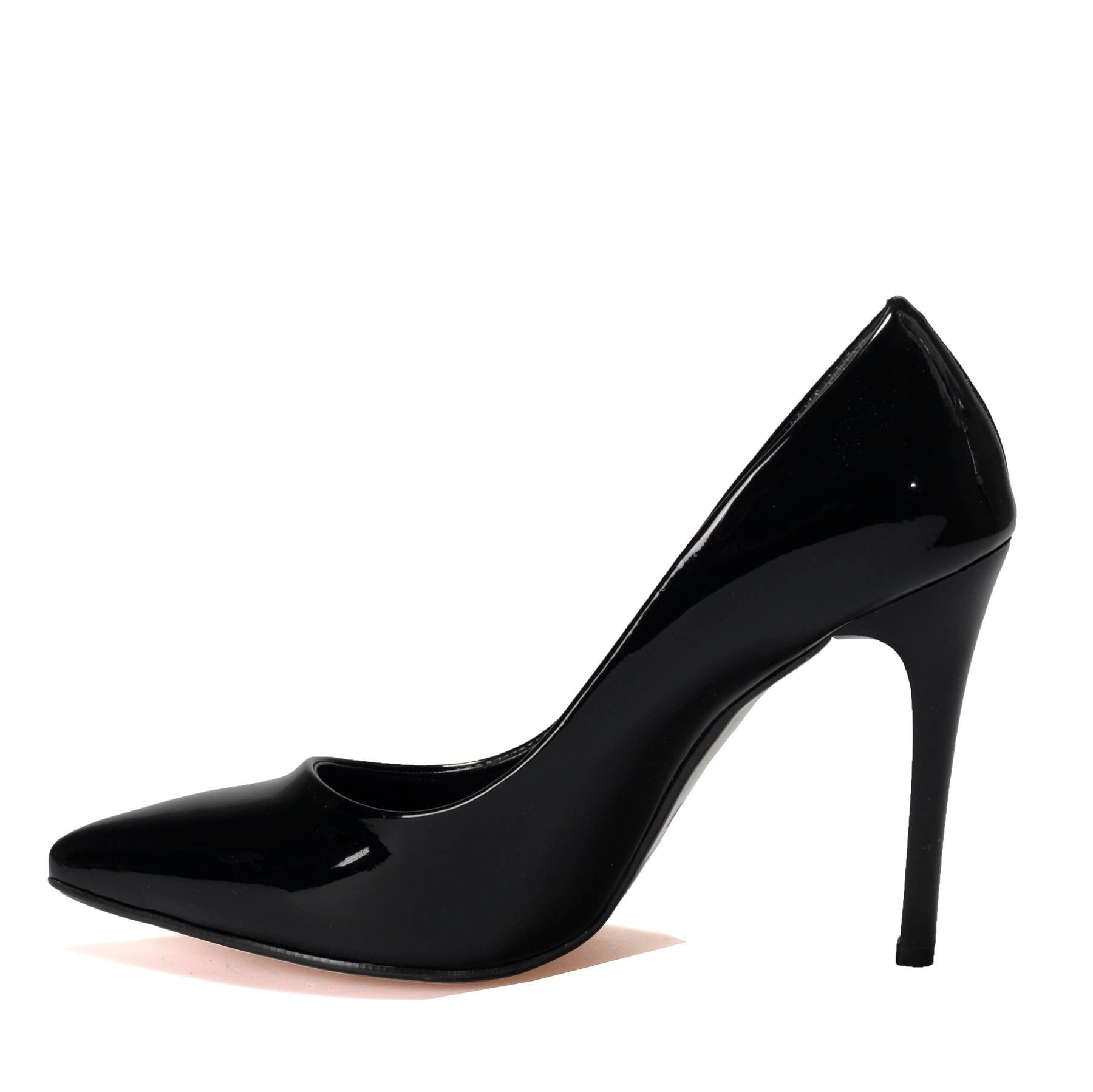 Rugan Siyah Topuklu Stiletto Ayakkabı