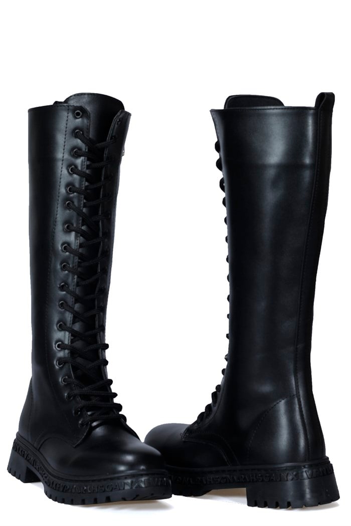 Siyah Kadın Bağcıklı Çizme