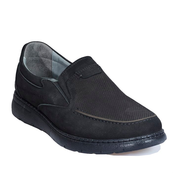 Siyah Nubuk Deri Erkek Comfort Ayakkabı