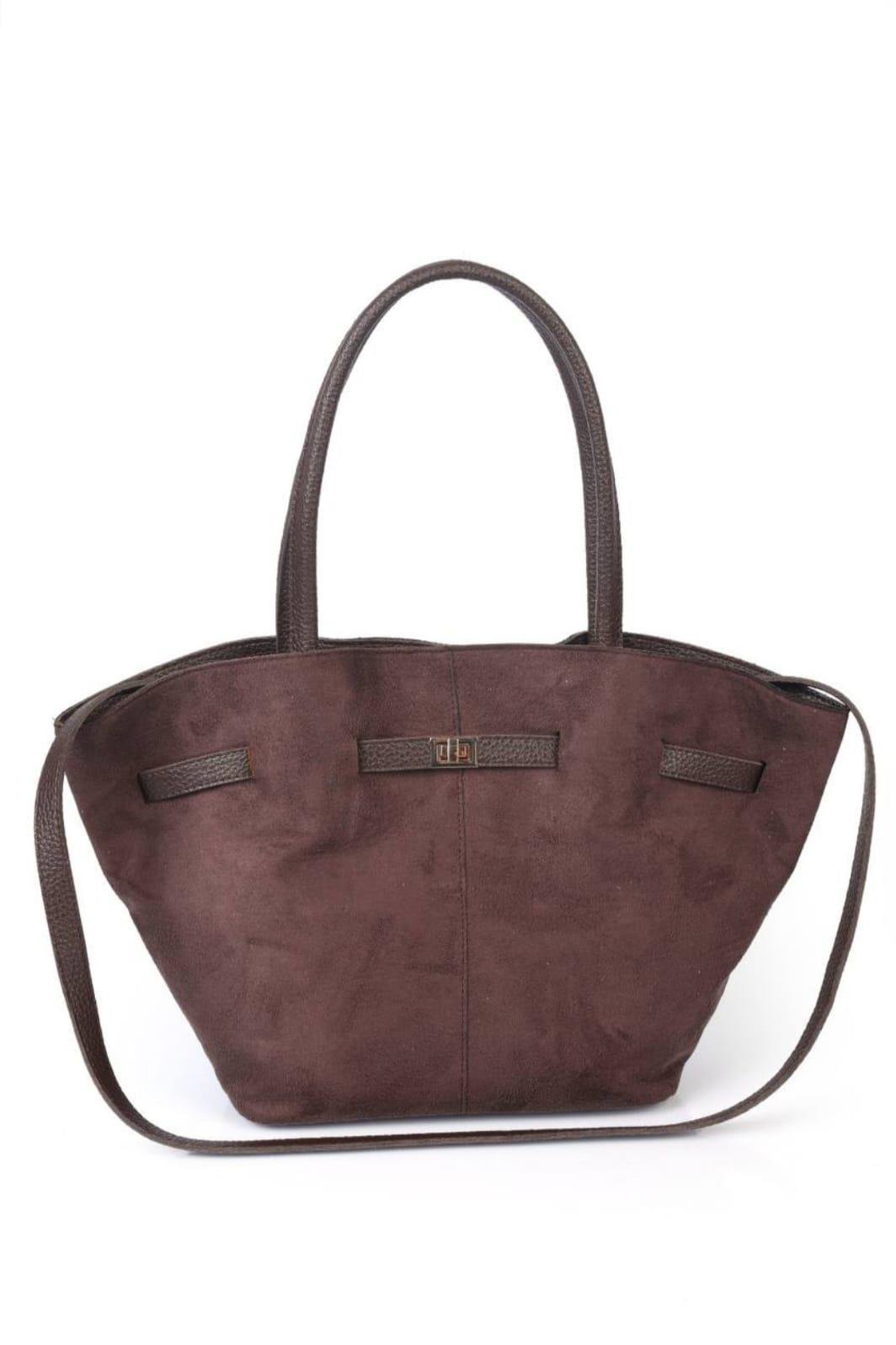 Süet Kahverengi Büzgülü Kadın Omuz Çantası