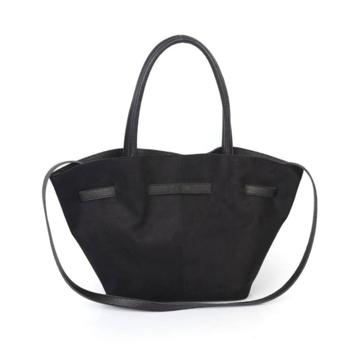 Süet Siyah Büzgülü Kadın Omuz Çantası