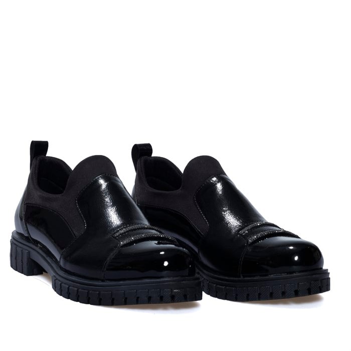 Taş Detaylı Siyah Rugan Casual Kadın Ayakkabı