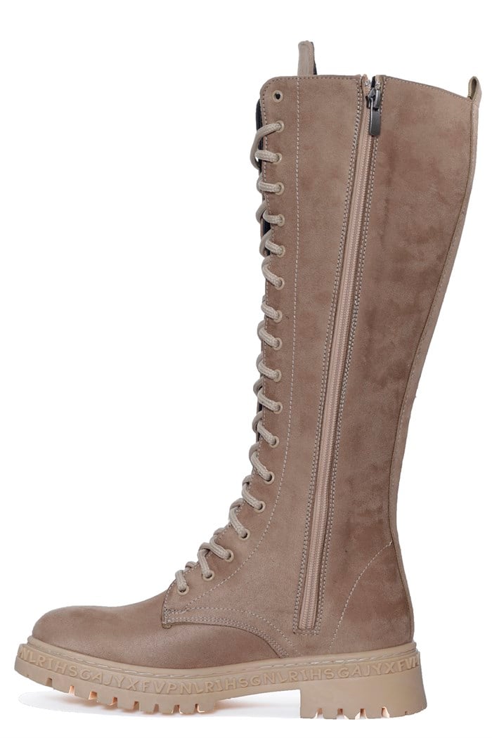 Vizon Süet Kadın Bağcıklı Çizme