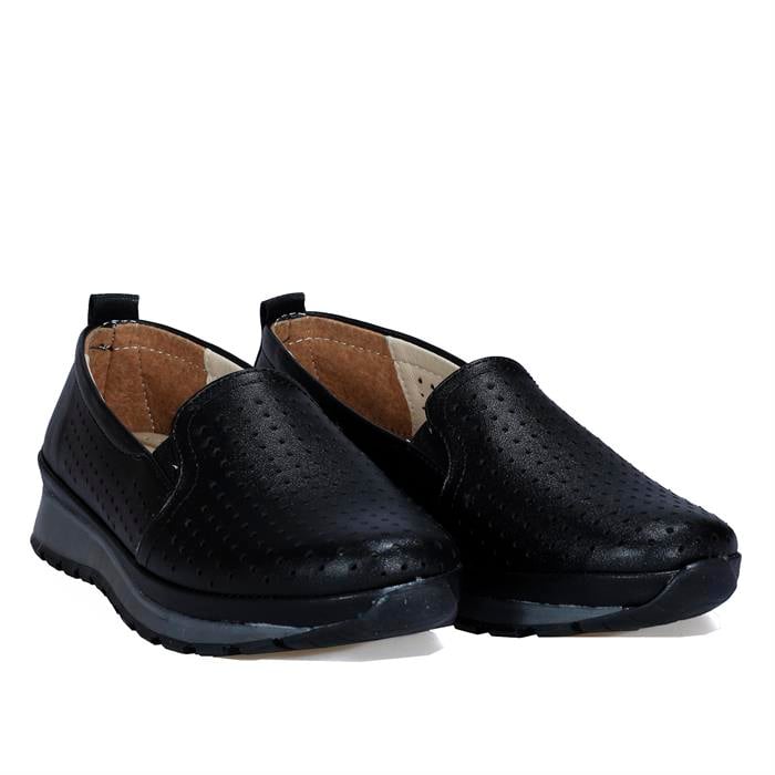 Yemeny Lazer Kesim Siyah Comfort Ayakkabı