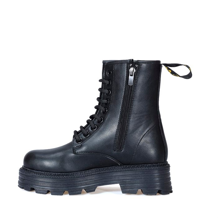 Yüksek Taban Siyah Postal Kadın Bot 