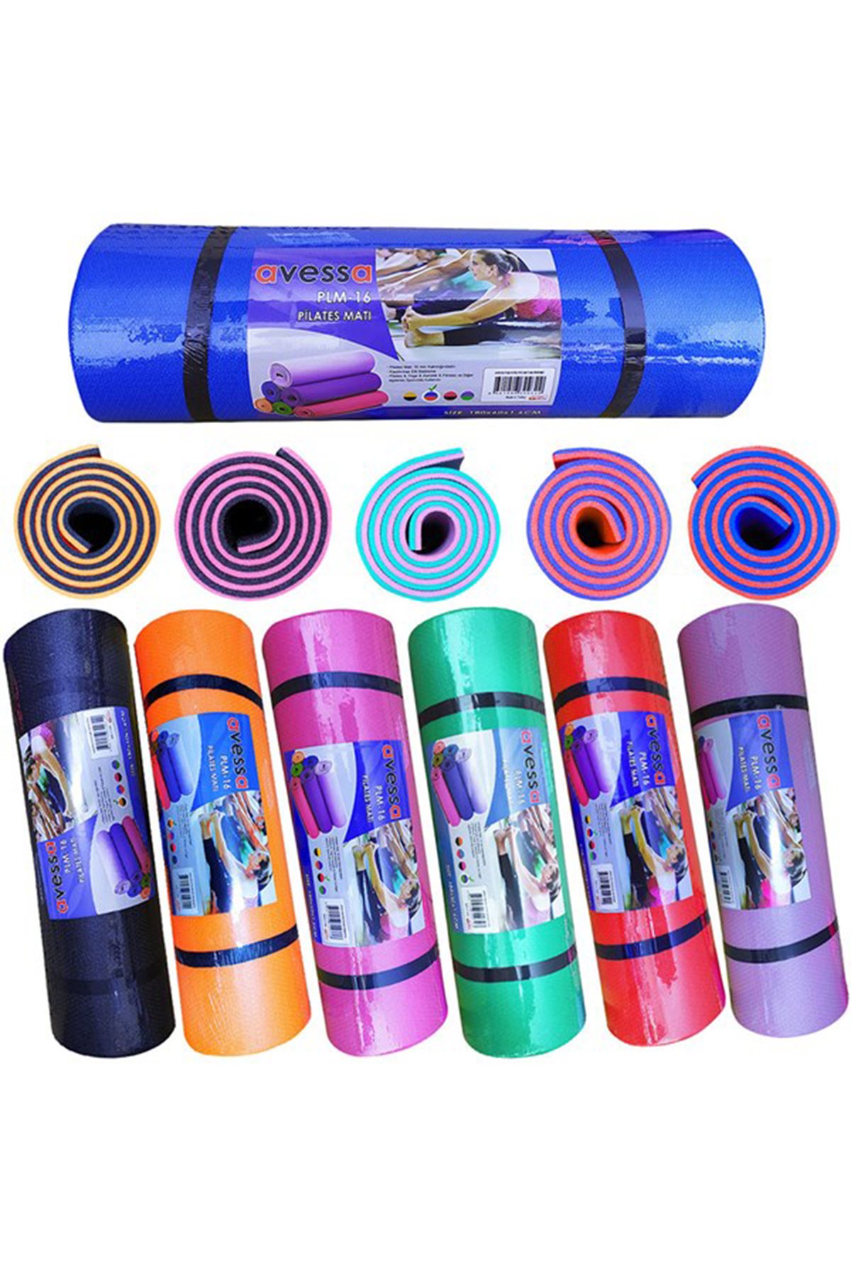 Avessa 16 mm Çift taraflı Pilates Yoga Aerobik Fitness Mat Minderi
