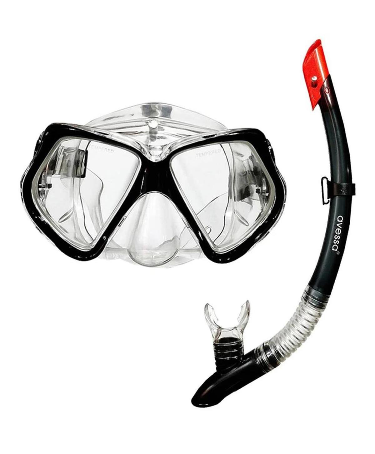 Avessa M4206+SN26 Gözlüklü Şnorkel Seti-Siyah