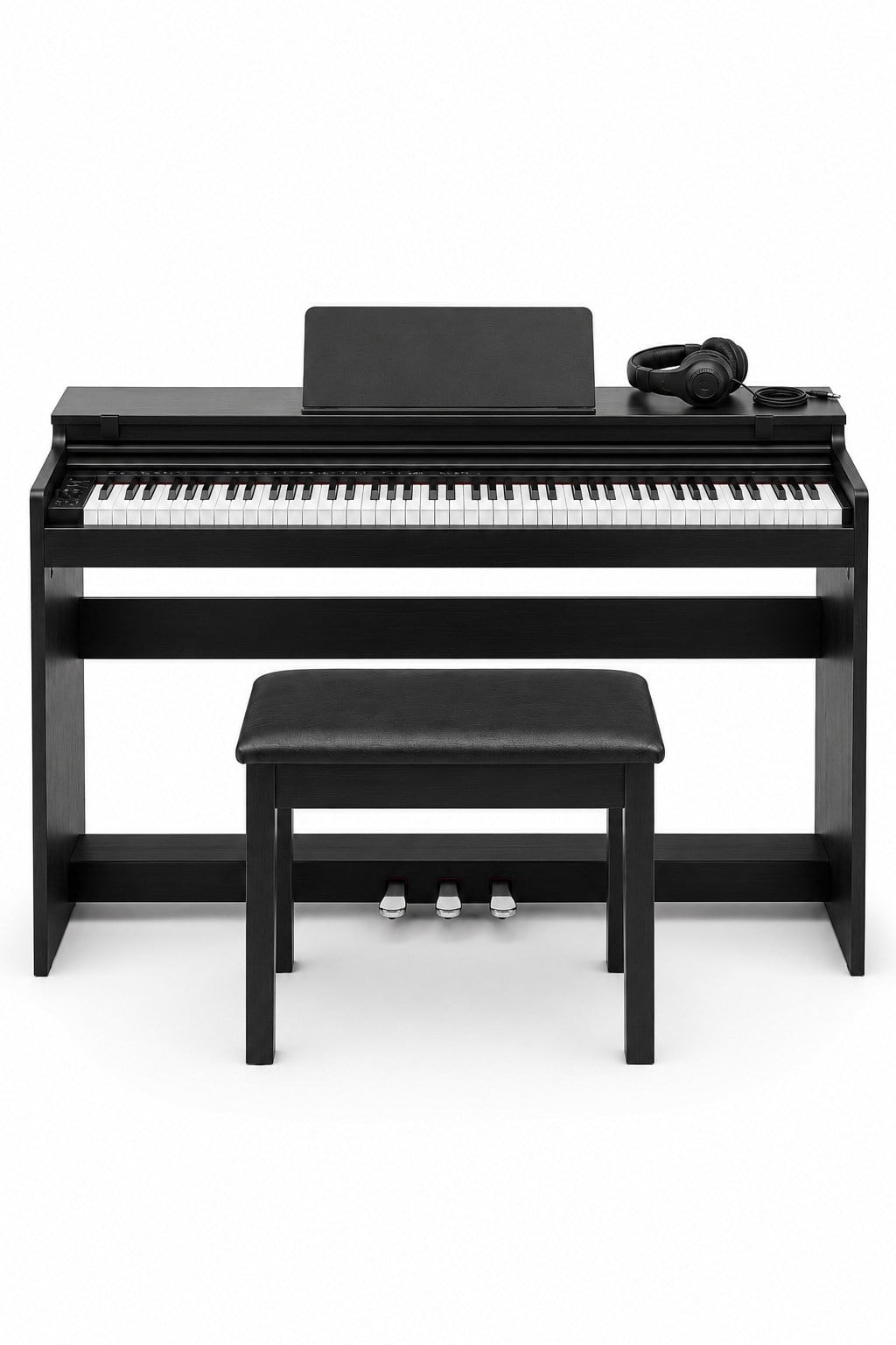 Holzmeister Fransua 490BK 88 Tuş Dijital Piyano Tuş Hassasiyetli Bluetooth Piyano Tabure Kulaklık Hediyeli