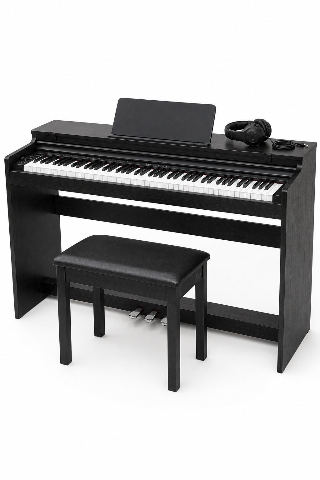 Holzmeister Fransua 490BK 88 Tuş Dijital Piyano Tuş Hassasiyetli Bluetooth Piyano Tabure Kulaklık Hediyeli