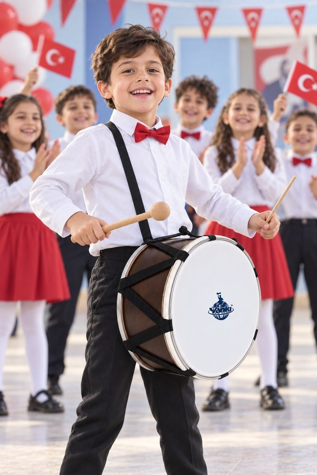 Yankı CD-30 Çocuk Asma Davul 30cm - El Yapımı, Dayanıklı Deri (Tokmak ve Çubuk Dahil)