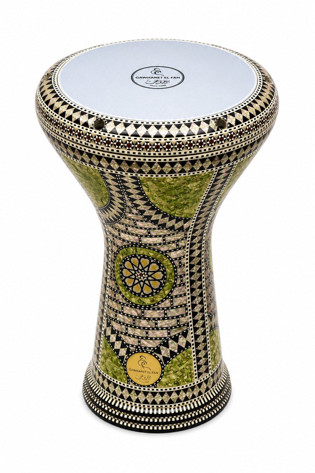 Yankı GEF-SD02 Gawharet El Fan Yeşil Sedef Darbuka Profesyonel Mısır Modeli El İşçiliği Taşıma Çantalı