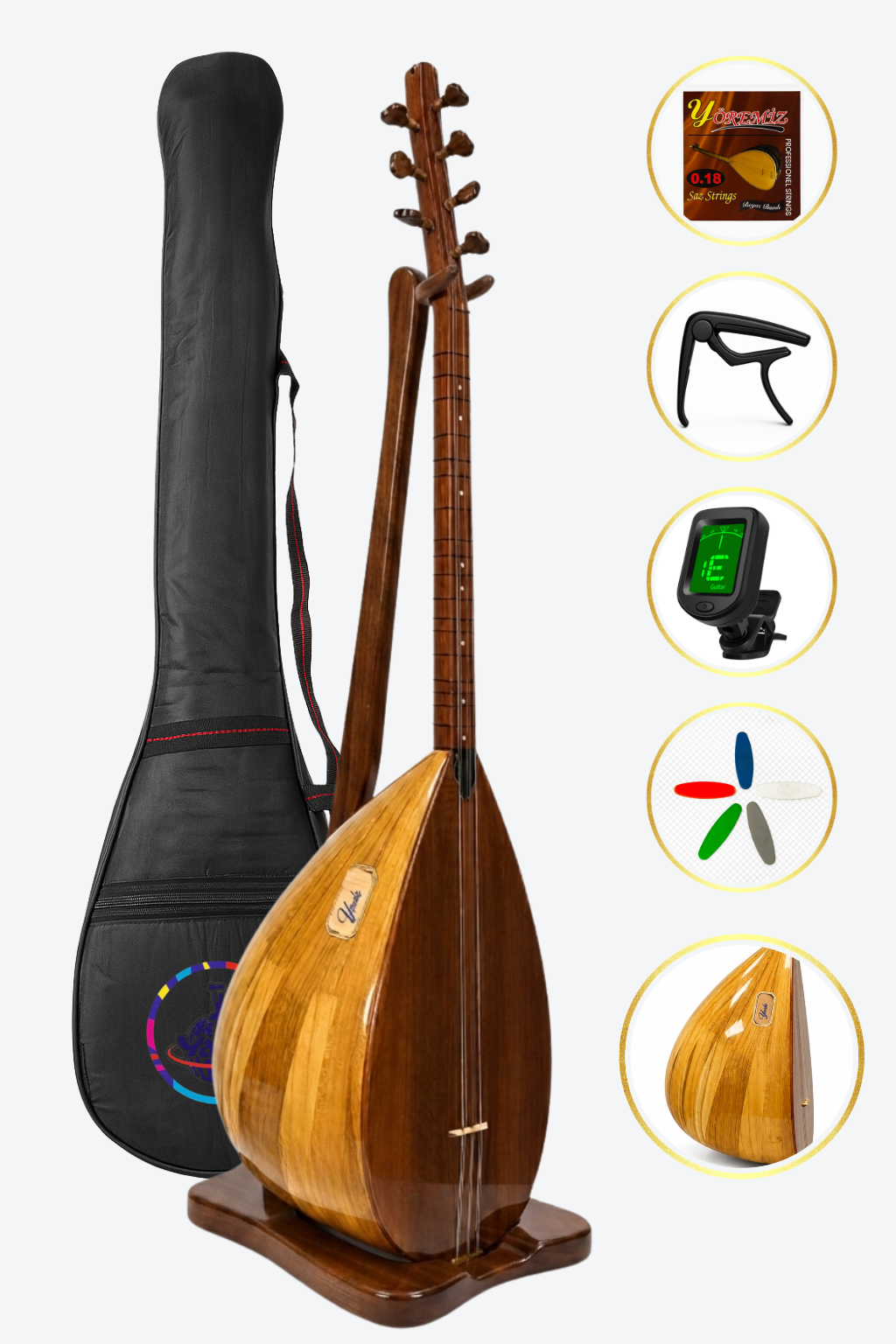 Yankı YB-40DP Profesyonel Kısa Sap Dut Ağacı Bağlama (Kılıf, Tel, Mızrap Hediyeli)