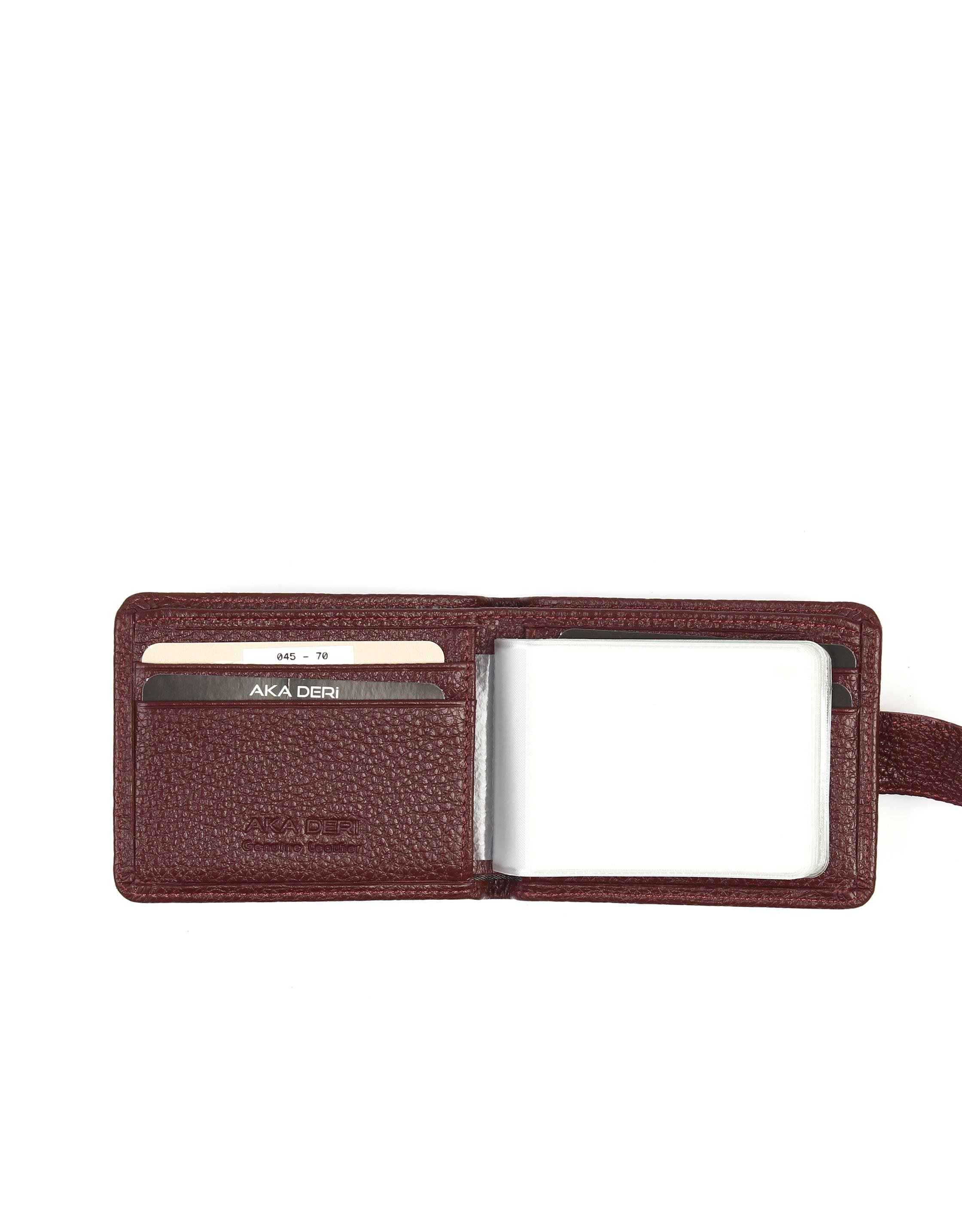 Aka Deri Bordo Kartlık Cüzdanı 045