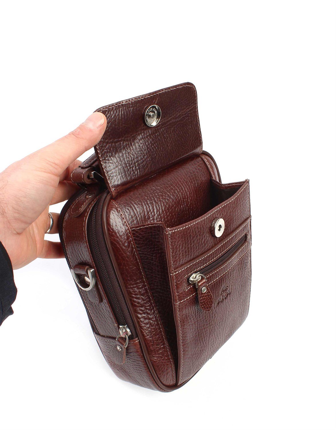 Aka Deri Kahve El ve Omuz Çantası 305 61