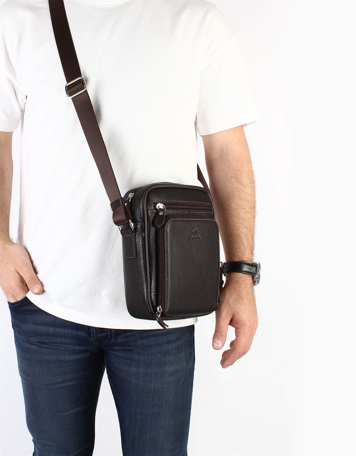 Aka Deri Kahverengi Omuz Çantası 328 4