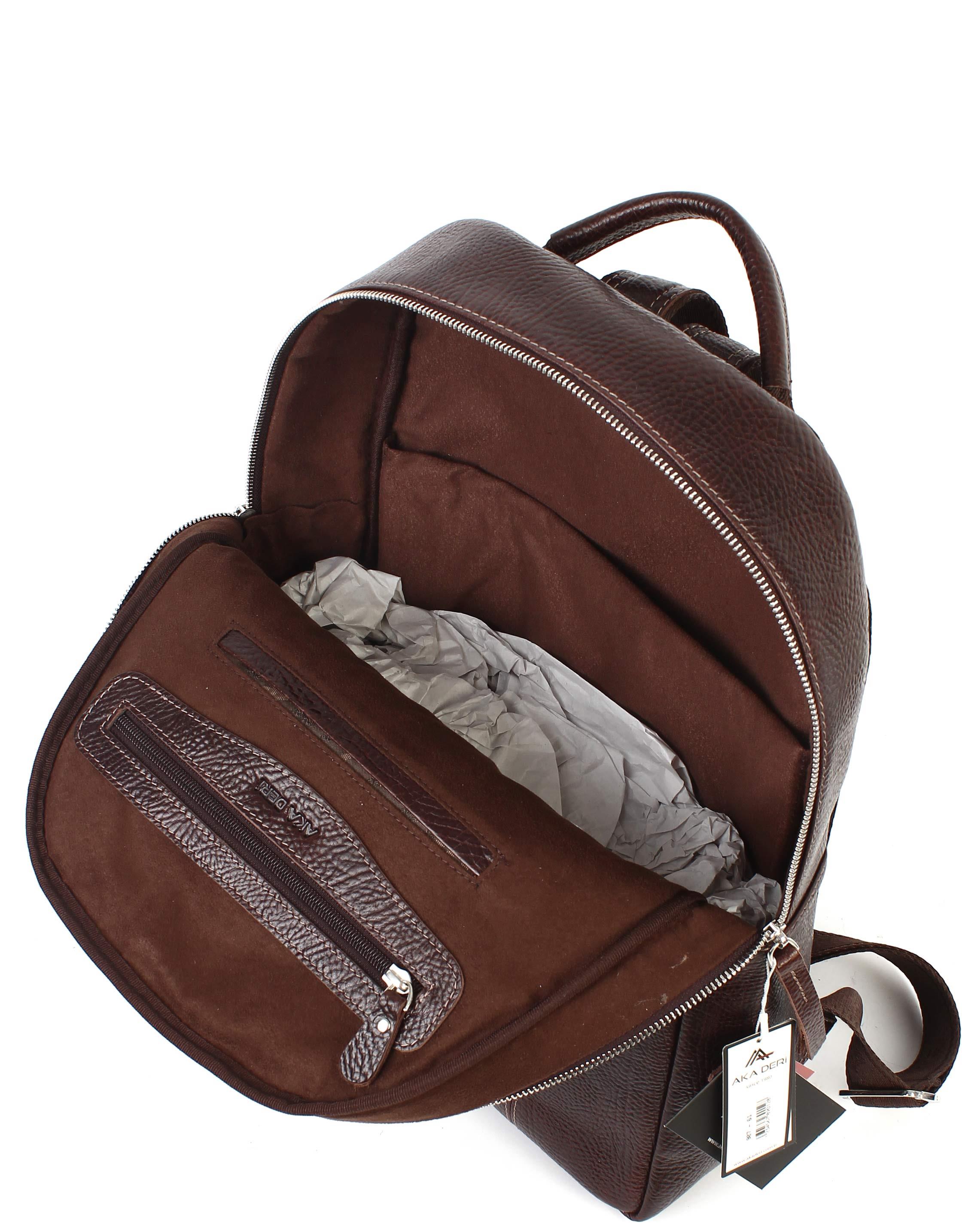 Aka Deri Kahverengi Sırt Çantası 907
