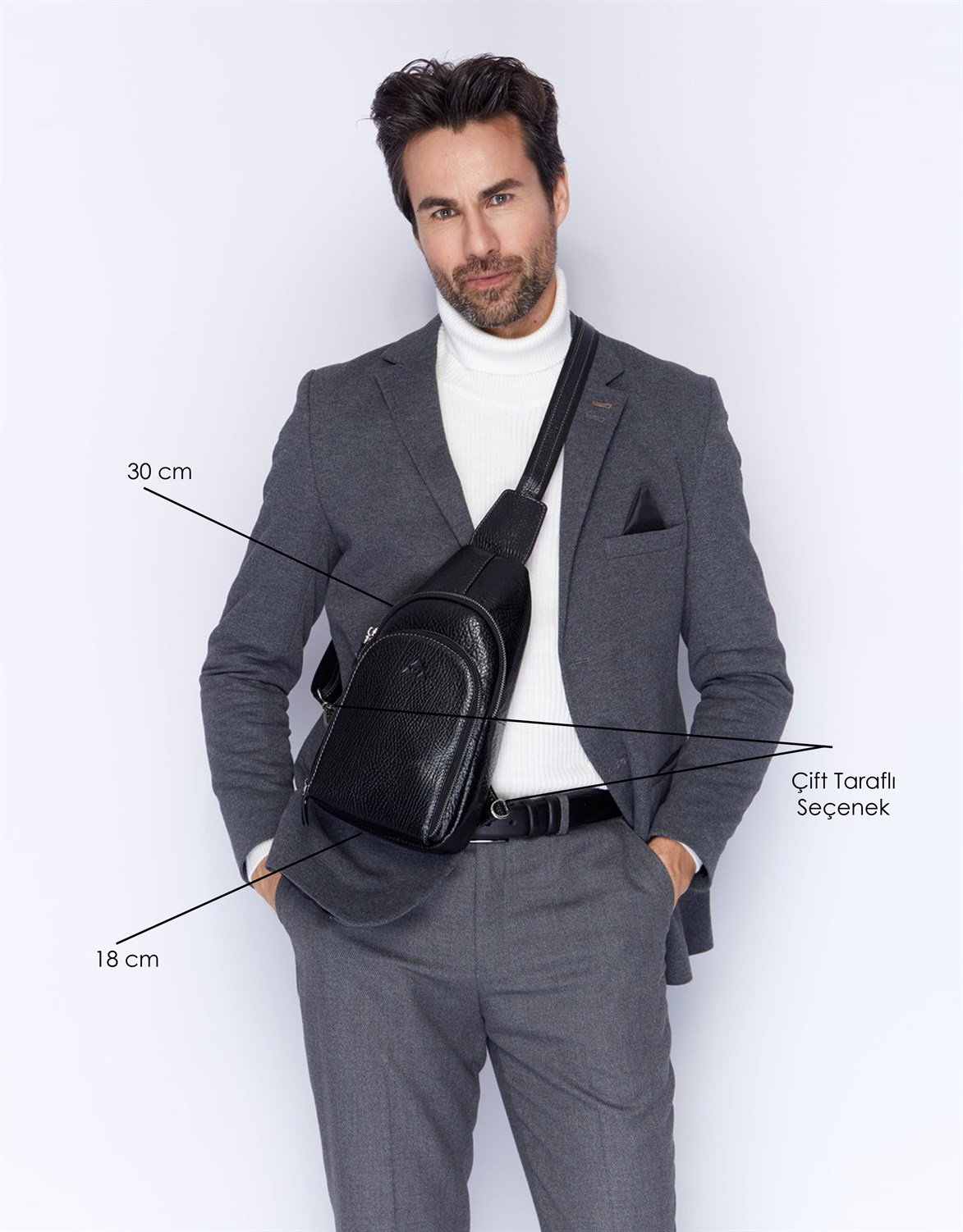 Aka Deri Siyah Çapraz Çanta 314 2