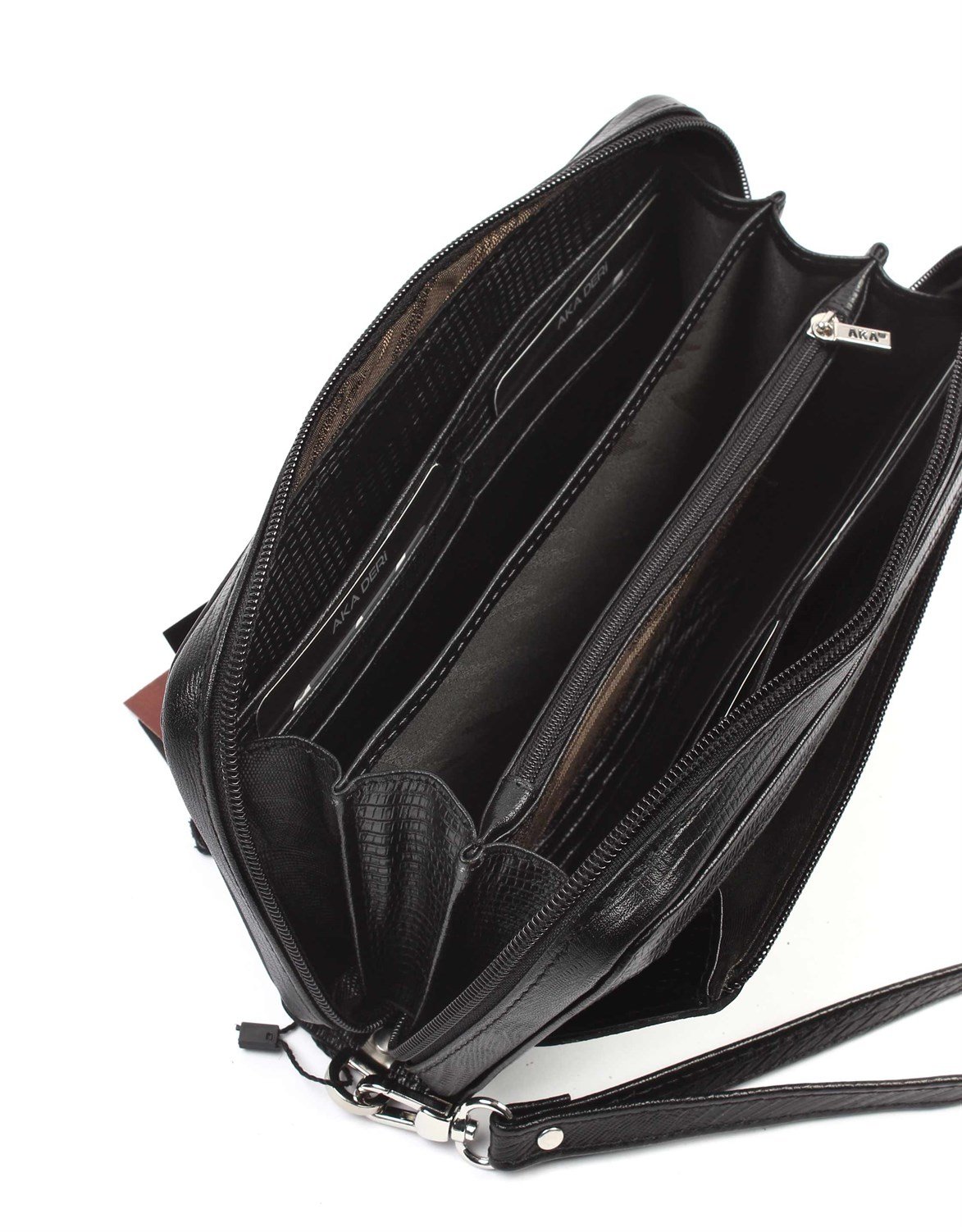 Aka Deri Siyah El Çantası 334 10