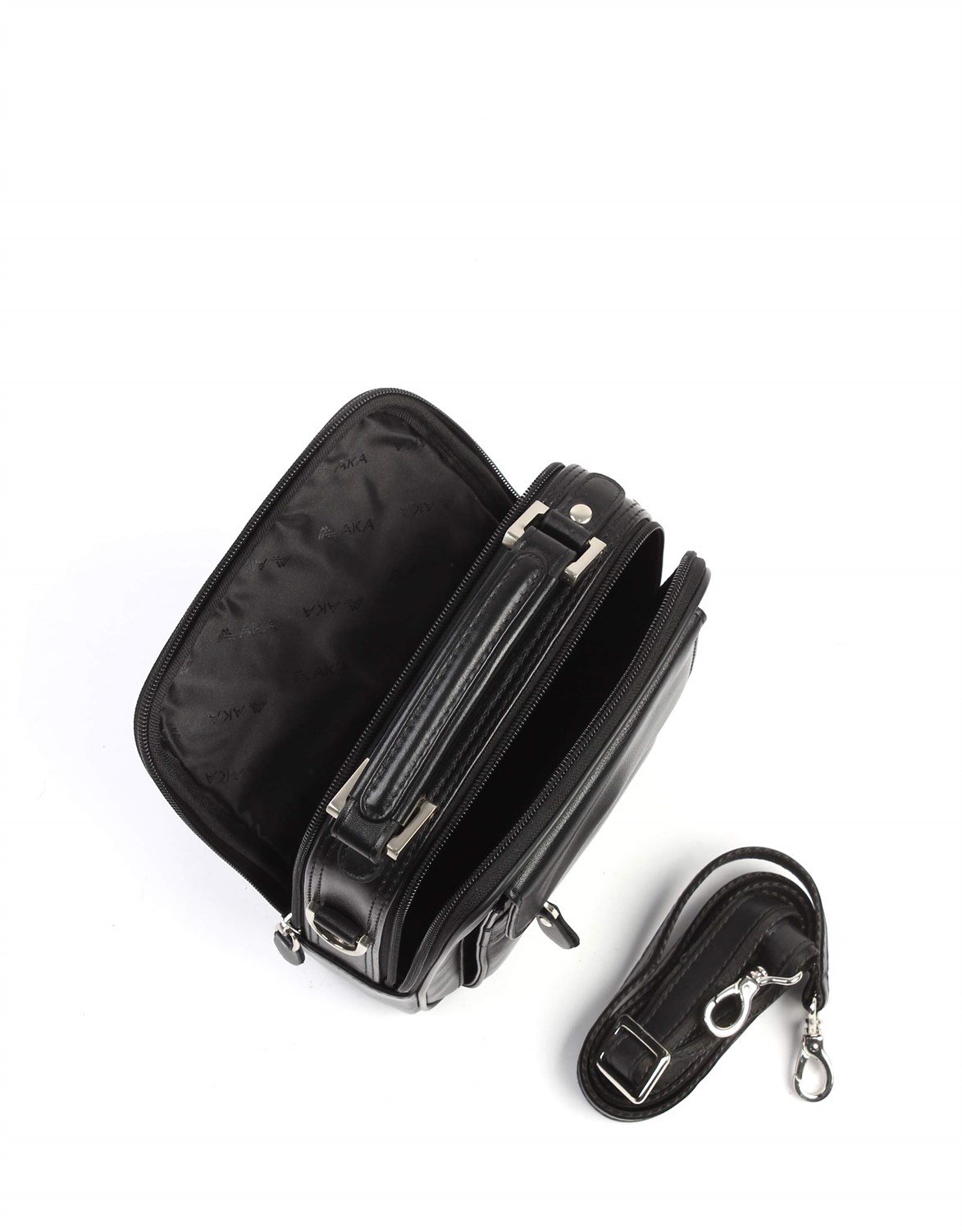 Aka Deri Siyah El ve Omuz Çantası 305 1