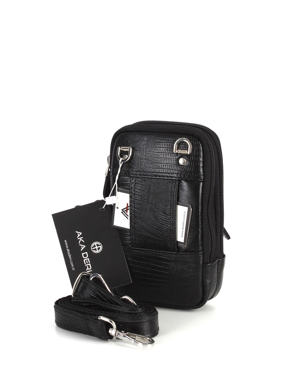 Aka Deri Siyah El ve Omuz Çantası 345 10