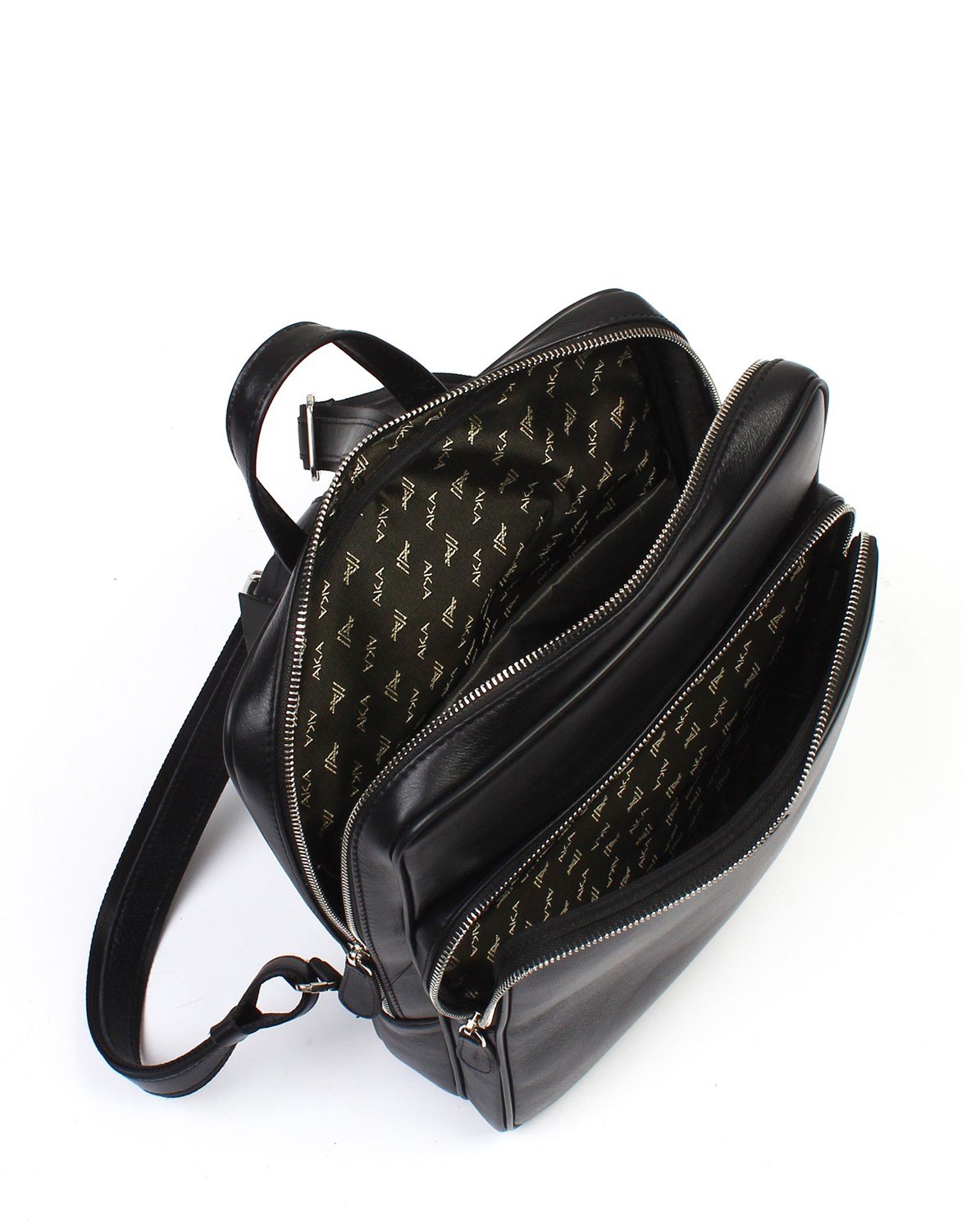 Aka Deri Siyah Sırt Çantası 905 1