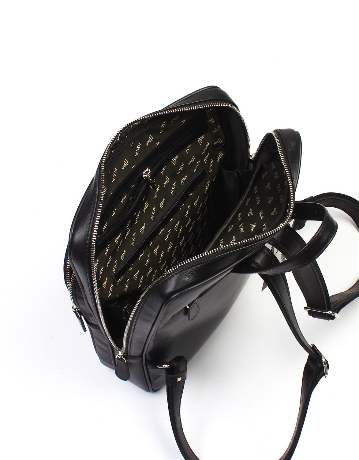 Aka Deri Siyah Sırt Çantası 905 1