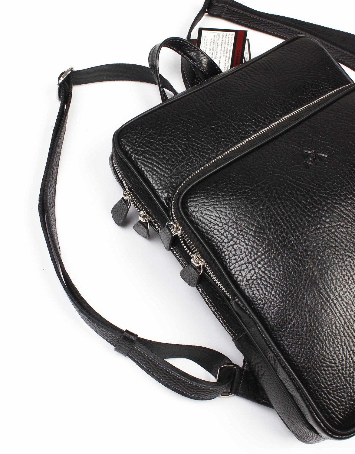 Aka Deri Siyah Sırt Çantası 905 60