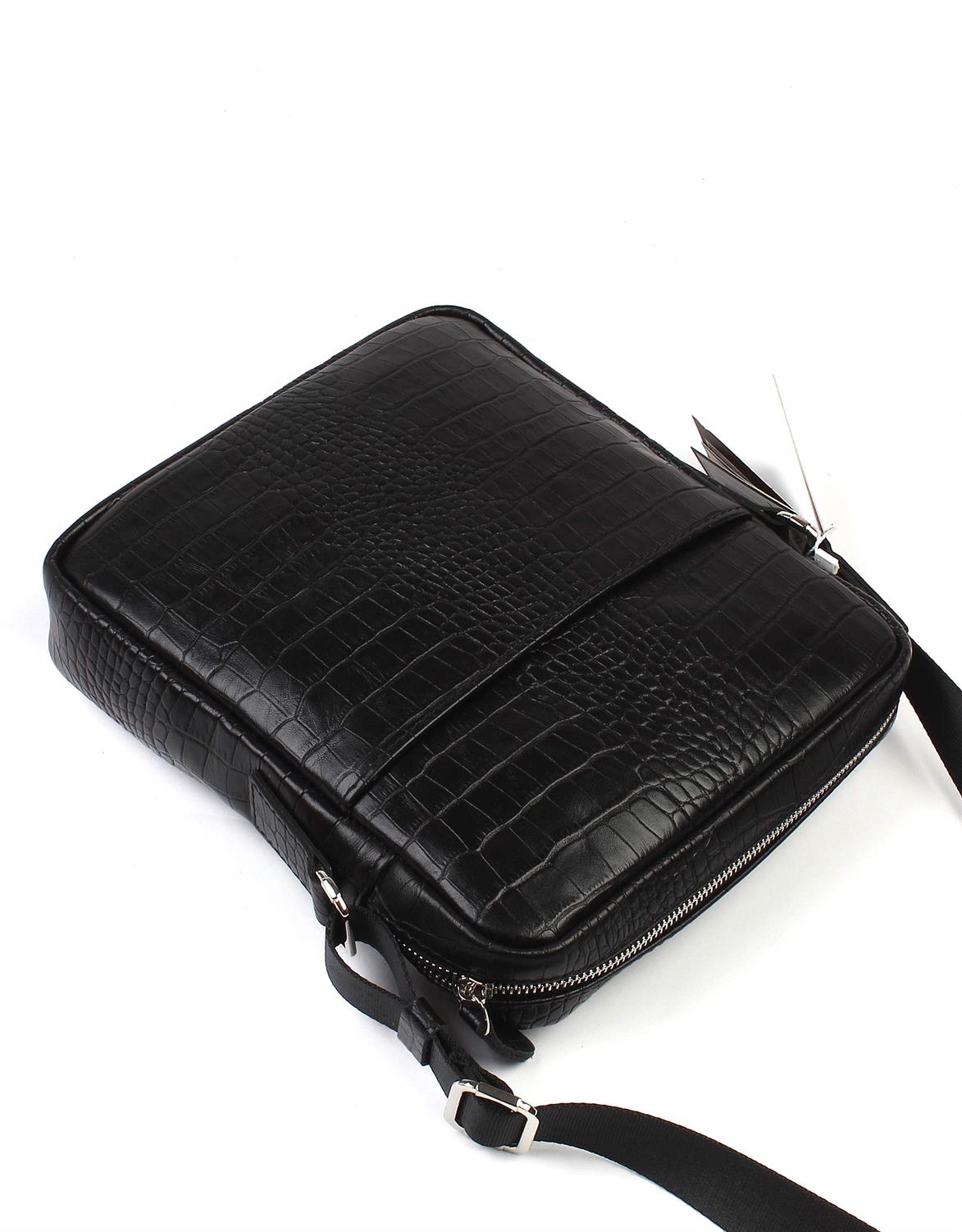 Aka Deri Timsah Siyah Omuzdan Askılı Çanta 393